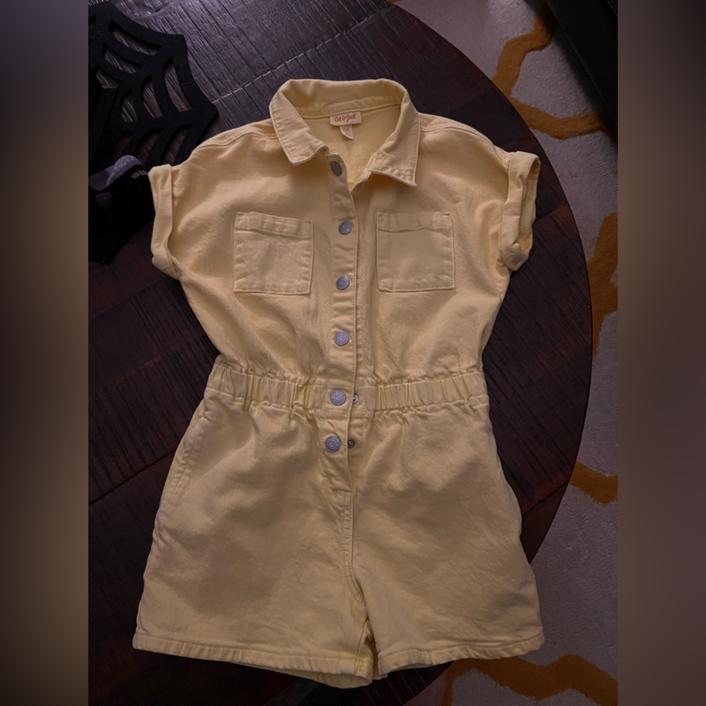 Cat and Jack Denim Romper Child Size 8 Yellow
